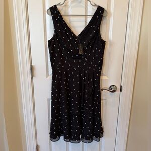 White House Black Market Black and White Polka Dot Midi Dress
